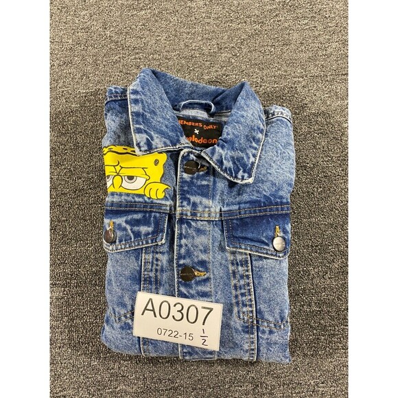 Members Only SpongeBob Jacket Blue Denim Jean Trucker Bomber Coat Mens Sz Medium - Picture 12 of 12
